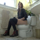 A mature woman sits on a toilet, pisses, speaks to the camera about when she gets the urge to poop with some demeaning language. Some small farts are heard before subtle plops are heard. Presented in 720P HD. Over 8 minutes.